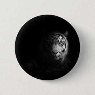 Chapa Redonda De 5 Cm portada de tigres, fotografía en blanco y negro,