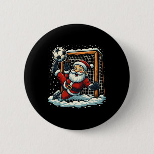 Chapa Redonda De 5 Cm Portero de fútbol de Santa Claus Deportes Jugando 