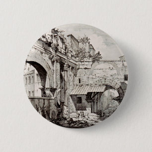 Chapa Redonda De 5 Cm Pórtico de Octavia Roma Arte en Blanco y Negro
