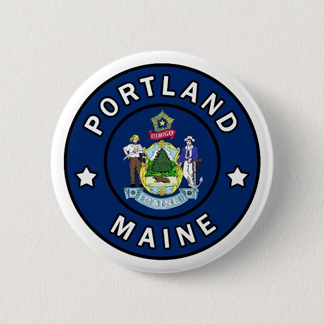 Chapa Redonda De 5 Cm Portland Maine (Anverso)