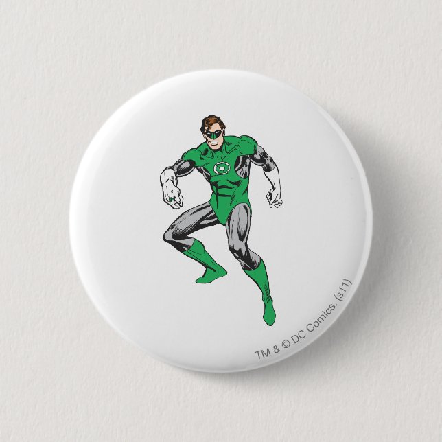 Chapa Redonda De 5 Cm Posiciones en cuclillas verdes de la linterna (Anverso)