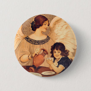 Chapa Redonda De 5 Cm Póster Antiguo del Ángel de Chocolate Francés: Art
