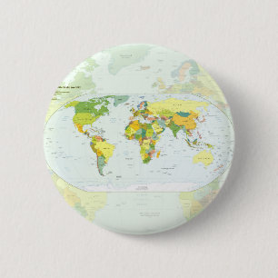 Chapa Redonda De 5 Cm Póster de Atlas Mapa Mundial Político: Decoración