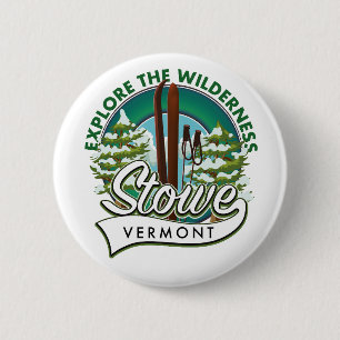 Chapa Redonda De 5 Cm Póster de esquí Stowe Vermont, Explora la Naturale
