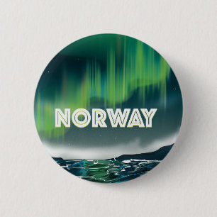 Chapa Redonda De 5 Cm Póster de viaje de Aurora boreal de Noruega