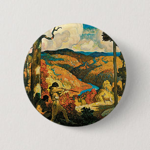 Chapa Redonda De 5 Cm Póster de viaje vintage de NC Wyeth, En el viejo K