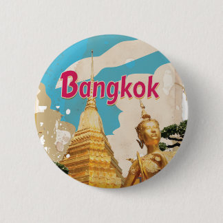 Chapa Redonda De 5 Cm Poster de Viajes de Bangkok Vintage