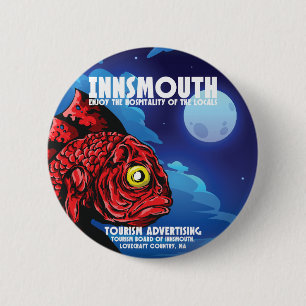 Chapa Redonda De 5 Cm Poster de Viajes Innsmouth Vintage Lovecraft