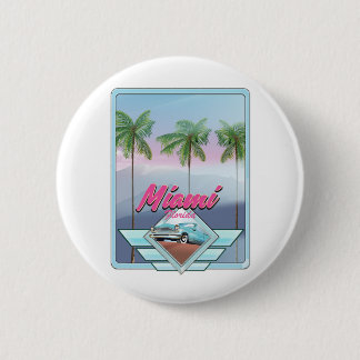 Chapa Redonda De 5 Cm Poster de viajes Vintage de Miami Florida