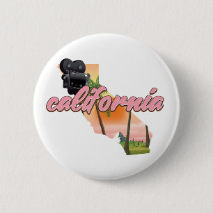 Chapa Redonda De 5 Cm Póster del mapa de California EE. UU.