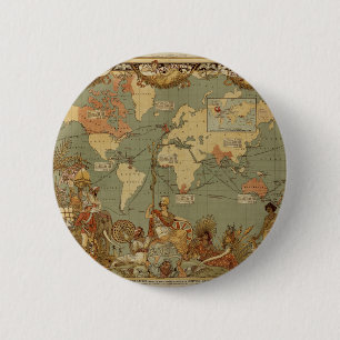 Chapa Redonda De 5 Cm Póster del mapa mundial del Imperio Británico de 1