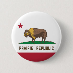Chapa Redonda De 5 Cm Prairie Republic Bison Flag Great Plains