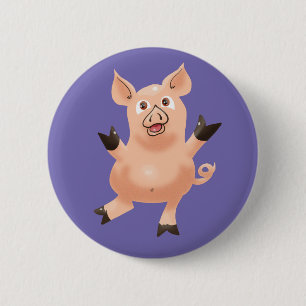 Chapa Redonda De 5 Cm Praning Pig on Purple