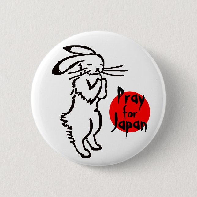 Chapa Redonda De 5 Cm Pray for Japan(1 rabbit) (Anverso)