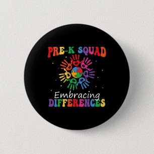 Chapa Redonda De 5 Cm Pre K Squad que adopta diferencias Autismo Sped Te