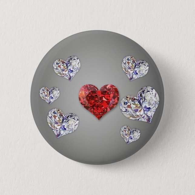 Chapa Redonda De 5 Cm Precious Elegant Diamond Hearts (Anverso)