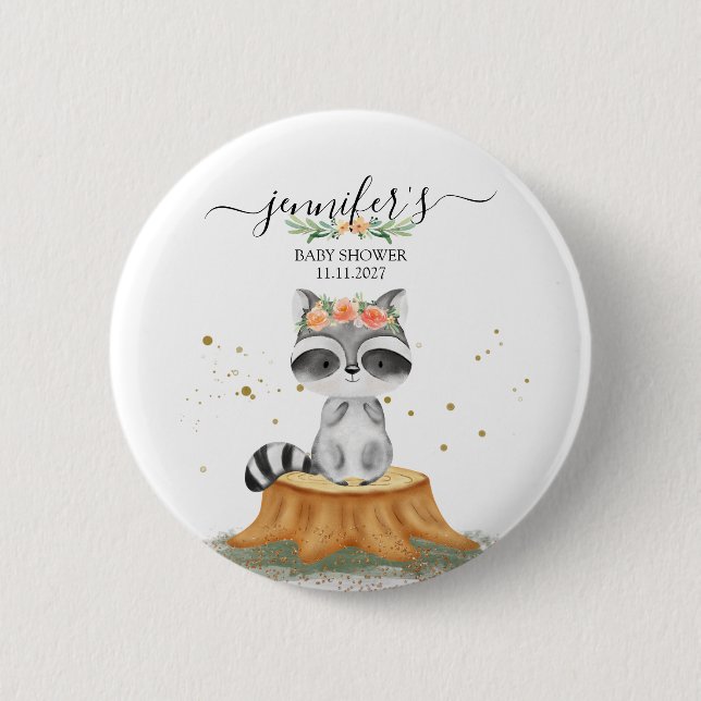 Chapa Redonda De 5 Cm Precious Raccoon Wildlife Baby Show (Anverso)