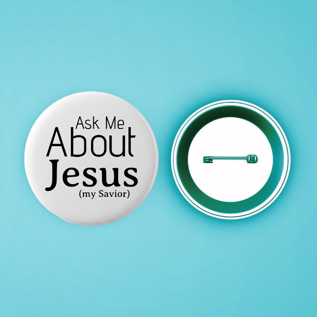 Chapa Redonda De 5 Cm Pregúntame sobre Jesús Cristiano (Ministry Buttons: Ask Me About Jesus (my Savior))
