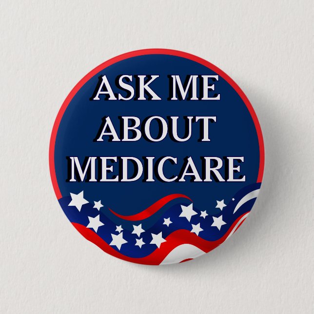 Chapa Redonda De 5 Cm Pregúntame sobre Medicare (Anverso)