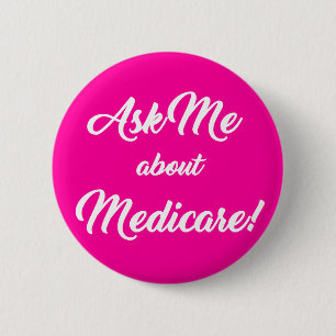 Chapa Redonda De 5 Cm Pregúntame sobre Medicare - Rosa