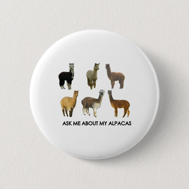 Chapa Redonda De 5 Cm Pregúntame sobre mi alpaca (Anverso)