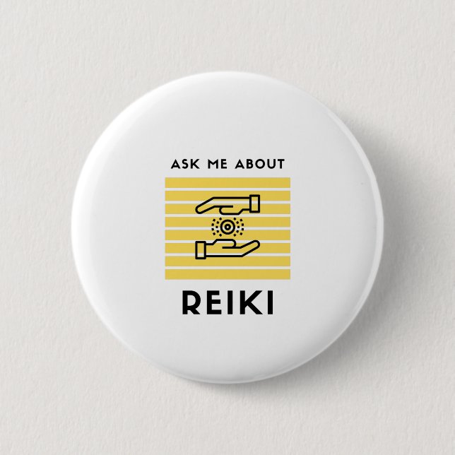 Chapa Redonda De 5 Cm Pregúntame sobre reiki (Anverso)