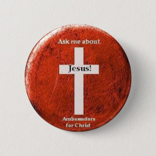 Chapa Redonda De 5 Cm ¡Pregúnteme acerca de Jesús!