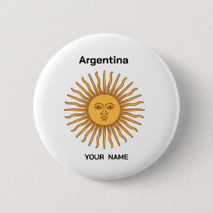 Chapa Redonda De 5 Cm Prendedor Argentina Sol de Mayo Nombre Personaliza