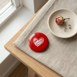 Chapa Redonda De 5 Cm Prendedor de corazón rojo romántico