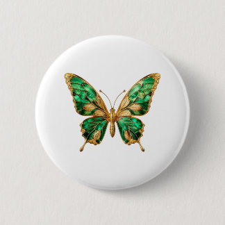 Chapa Redonda De 5 Cm Prendedor Golondrina de Hoja de Oro Verde Esmerald