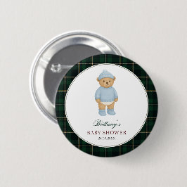 Chapa Redonda De 5 Cm Preppy Bear Baby Shower Button