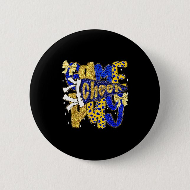 Chapa Redonda De 5 Cm Preppy Game Day Football Mom Pennant Flag Cheer Bl (Anverso)