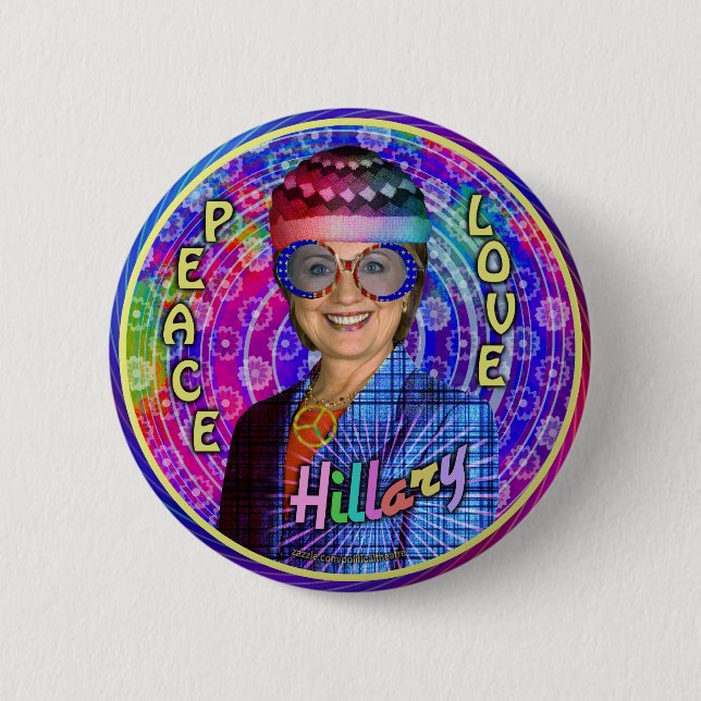 Chapa Redonda De 5 Cm Presidente 2016 de Hillary Clinton Hippie (Anverso)
