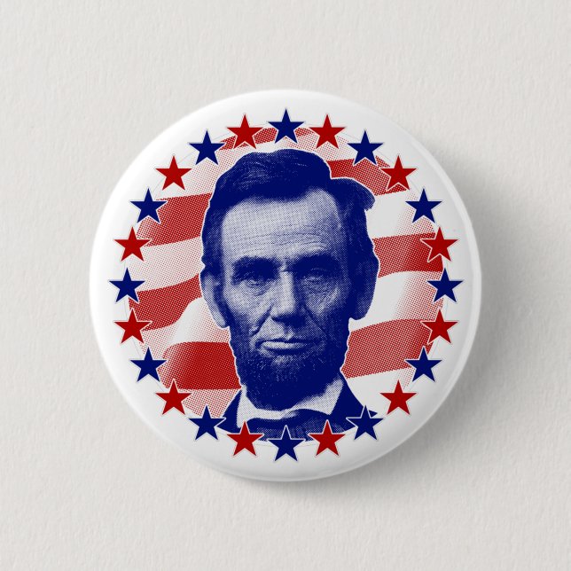 Chapa Redonda De 5 Cm Presidente Abraham Lincoln Stars and Stripes (Anverso)