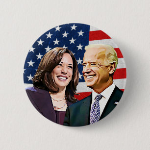 Chapa Redonda De 5 Cm Presidente Biden y vicepresidente Harris 2024
