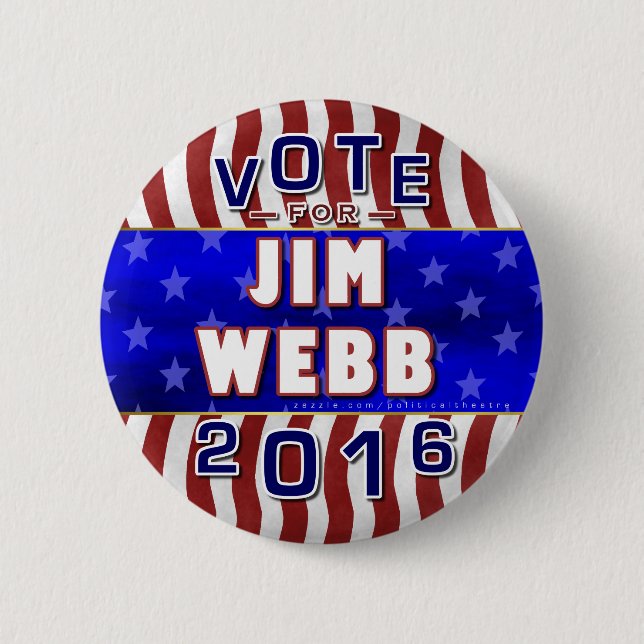 Chapa Redonda De 5 Cm Presidente de Jim Webb elección 2016 Demócrata (Anverso)