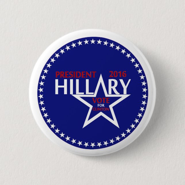 Chapa Redonda De 5 Cm Presidente Hillary Clinton (Anverso)