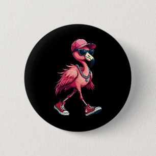 Chapa Redonda De 5 Cm Presidente Kamala Harris Pink Flamingo Retro