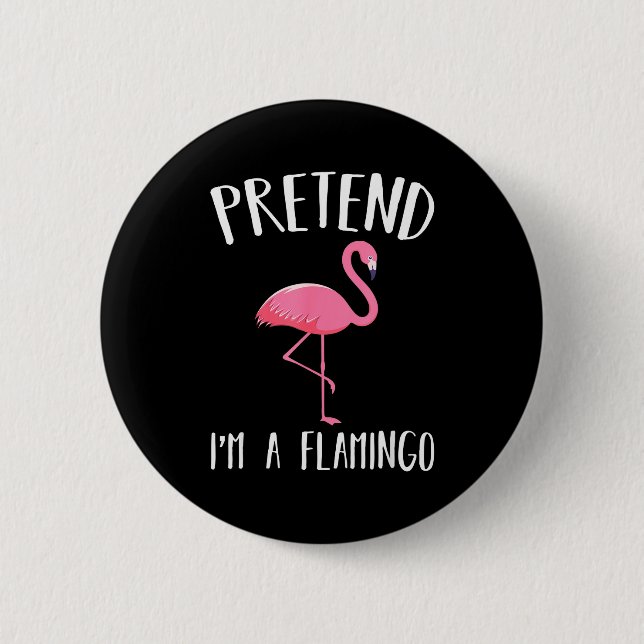Chapa Redonda De 5 Cm Pretend I'm A Nk Flamingo Funny Halloween Costume  (Anverso)