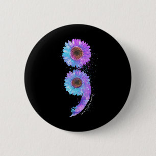 Chapa Redonda De 5 Cm Prevención del suicidio del semicolón azul morado