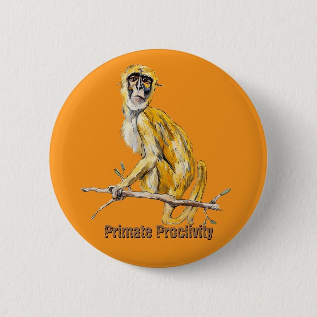Chapa Redonda De 5 Cm Primate Proclivity Monkey Button (Anverso)