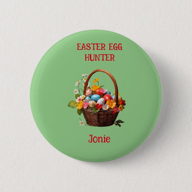 Chapa Redonda De 5 Cm Primavera florece la caza de huevos de Pascua (Anverso)