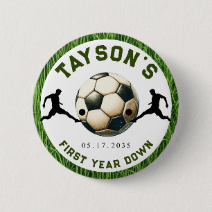 Chapa Redonda De 5 Cm Primer año de fútbol y primer cumpleaños