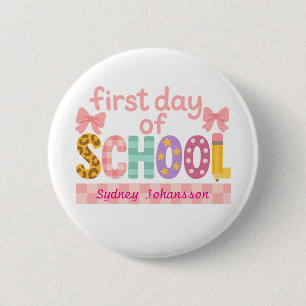 Chapa Redonda De 5 Cm Primer Día de Colegio Diseño Divertido de Regreso 