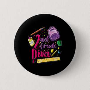 Chapa Redonda De 5 Cm Primer Día De Diva De La Escuela Chica Ropa Gi
