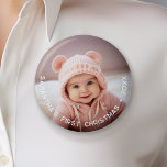 Chapa Redonda De 5 Cm Primera Navidad del bebé - Tipo curvo simple de fo<br><div class="desc">Añada una imagen a este lindo imán para bebés - perfecto para niñas o niños. Una foto con un superpuesto tipo hace que sea un imán memorable para tu refrigerador. Usa una imagen bonita de tu teléfono y haz un artículo que dure años. Un moderno tipo de letra mínimo para...</div>