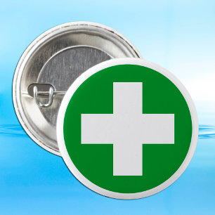 Chapa Redonda De 5 Cm Primeros auxilios (Cruz Blanca) - Ambulancia, enfe