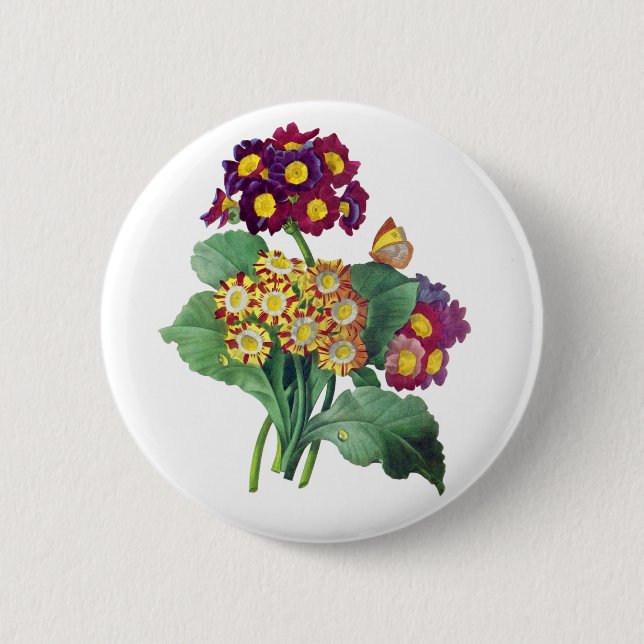 Chapa Redonda De 5 Cm Primula Auricula - Cowslite - Pierre Joseph Redout (Anverso)