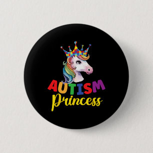 Chapa Redonda De 5 Cm Princesa de autismo curada por Chica de unicornio