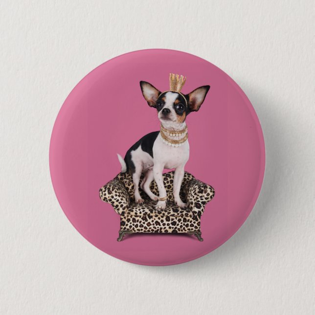Chapa Redonda De 5 Cm Princesa de la chihuahua (Anverso)